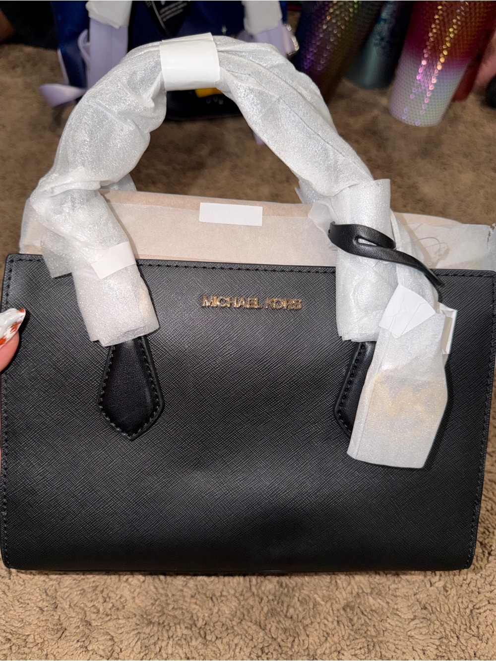 Michael Kors Black Saffiano Top-Handle Satchel